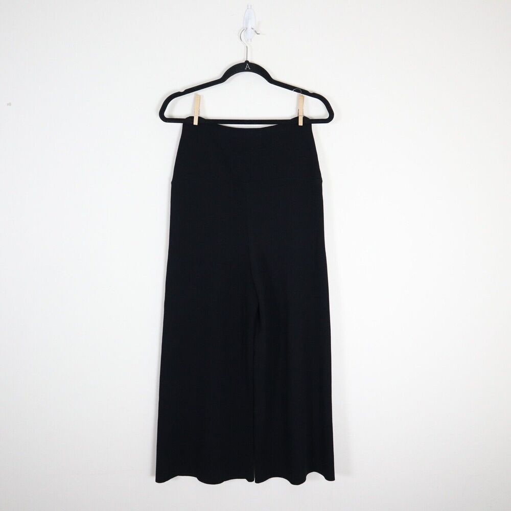 Stella McCartney IT 42 US 6/8 High Rise Compact Knit Wide Leg Crop Pants Black - Picture 6 of 10